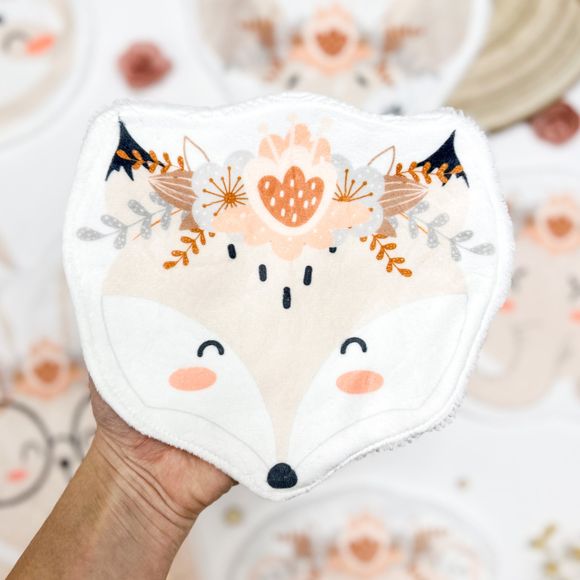 Coton lavable bĂ©bĂ© XXL renard avec fleurs â coton rĂ©utilisable doux et pratique