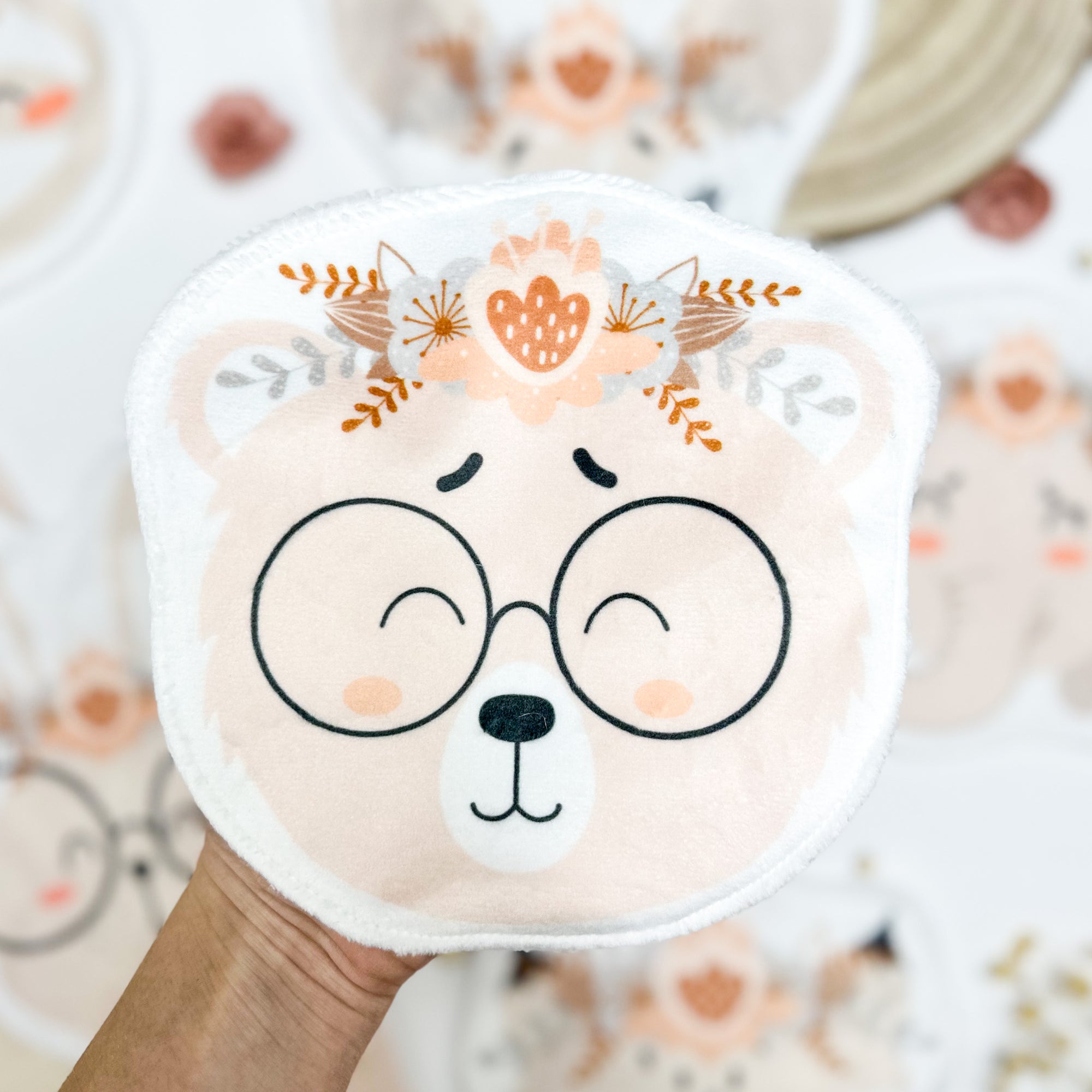 Coton lavable bĂ©bĂ© XXL ourson avec fleurs â coton rĂ©utilisable doux et pratique