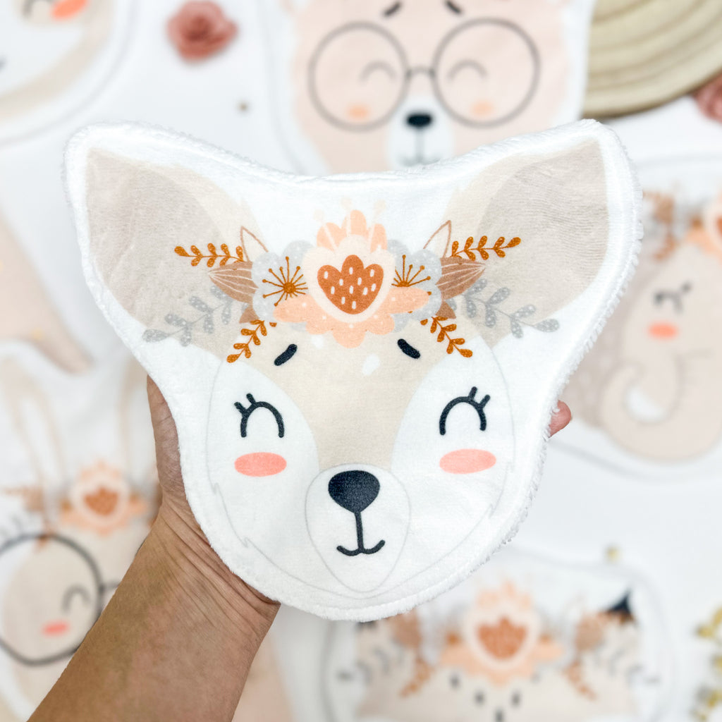 Coton lavable bébé XXL biche avec fleurs – coton réutilisable doux et pratique