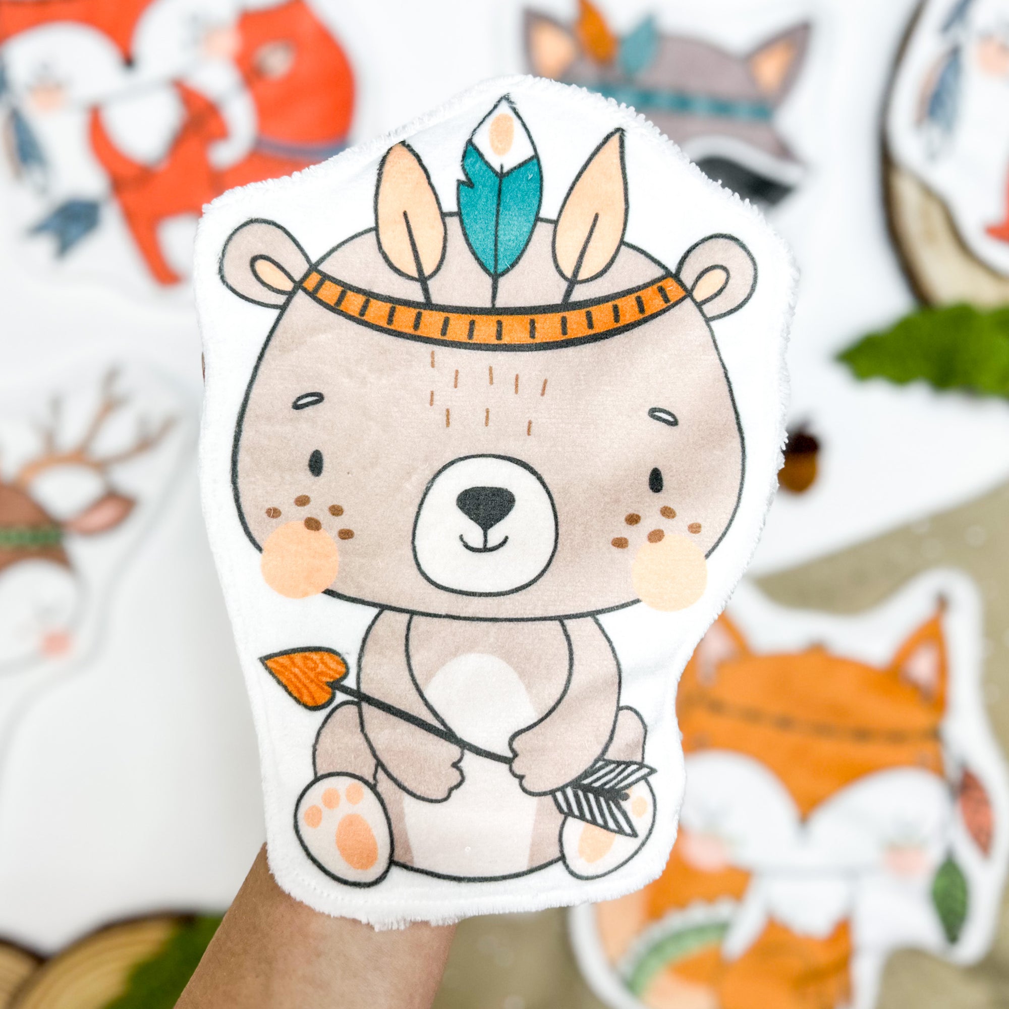 Coton lavable réutilisable bébé – ours indien – coton écologique et pratique