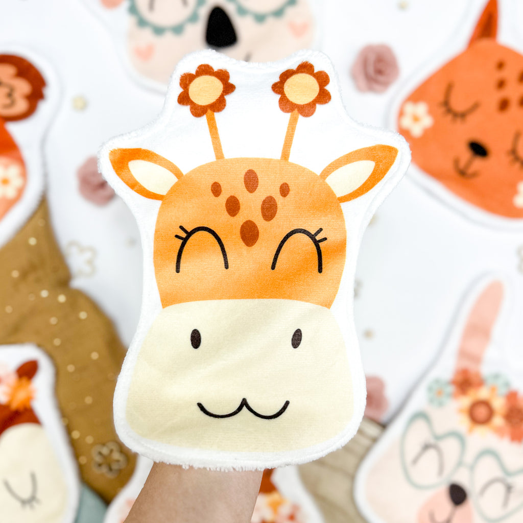 Coton lavable bébé XXL – girafe hippie avec fleurs – coton réutilisable et ultra doux