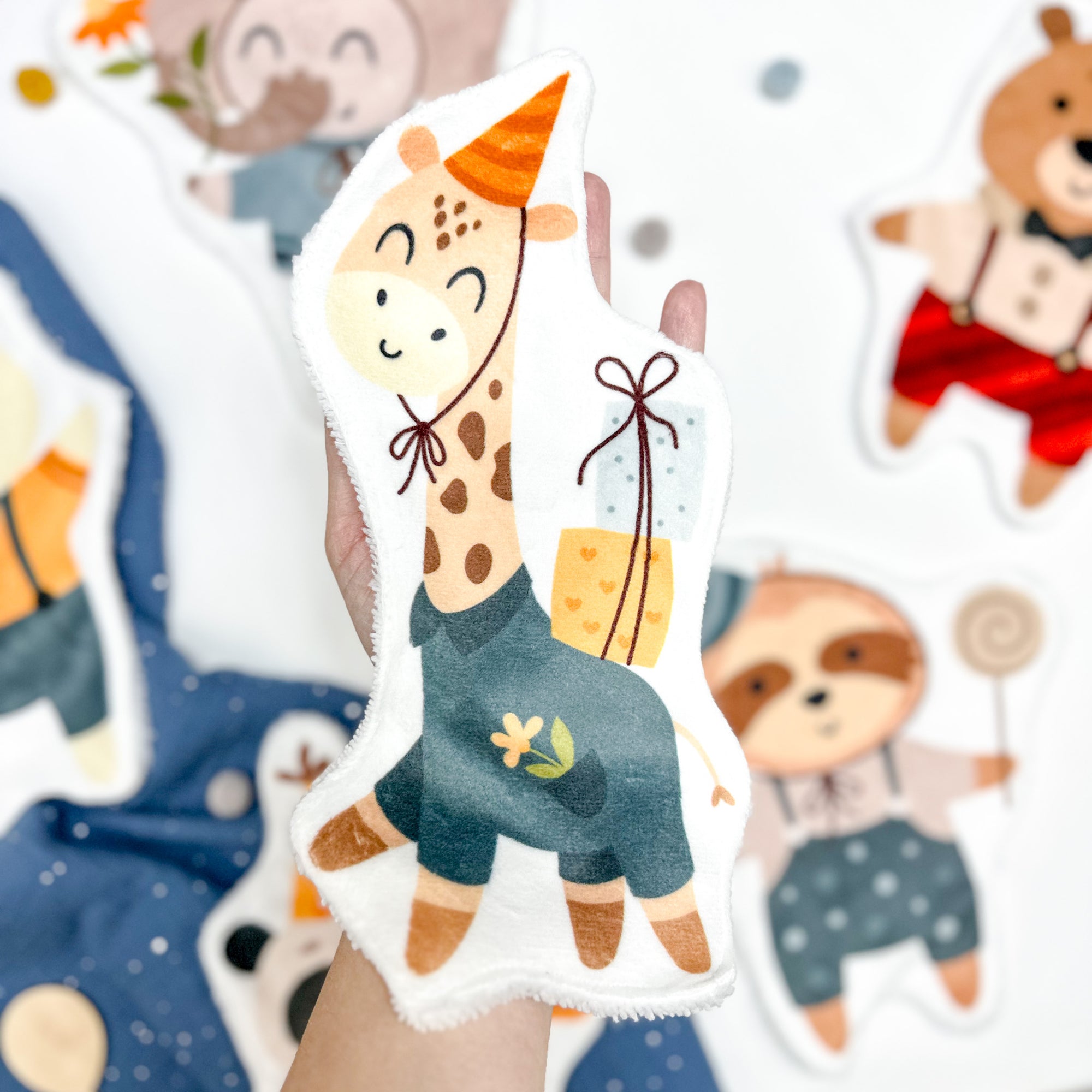 Coton lavable bébé XXL – girafe anniversaire – coton réutilisable et ultra doux