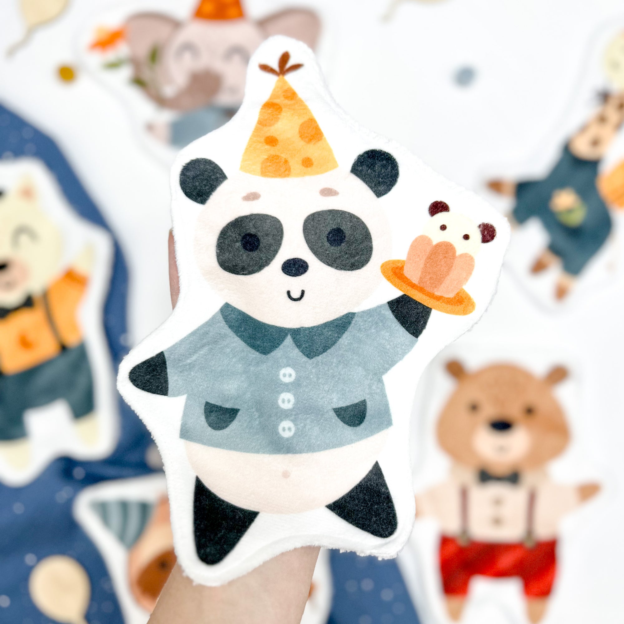 Coton lavable bébé XXL – panda anniversaire – coton réutilisable et ultra doux