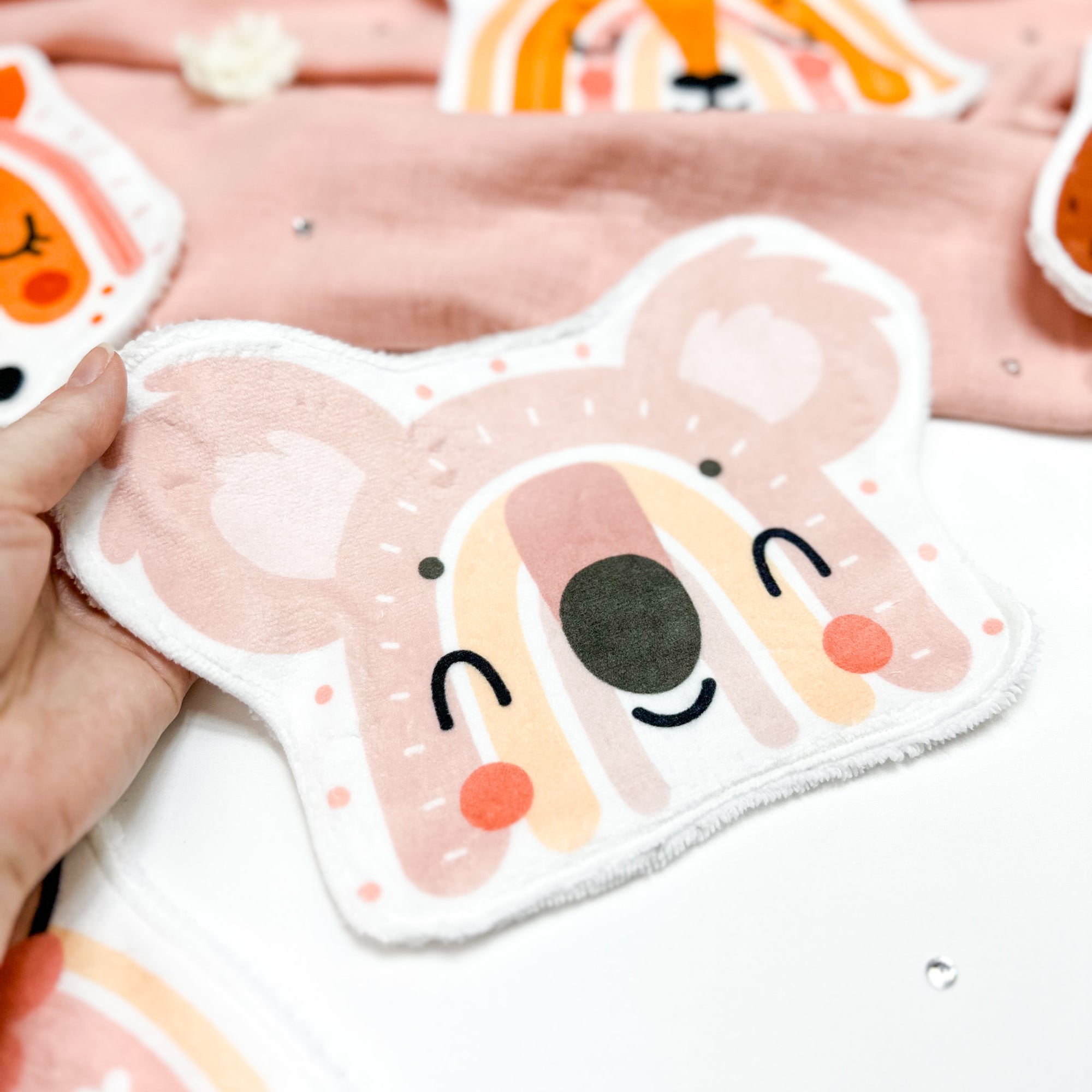 Coton lavable bébé XXL – arc-en-ciel koala – coton réutilisable et ultra doux