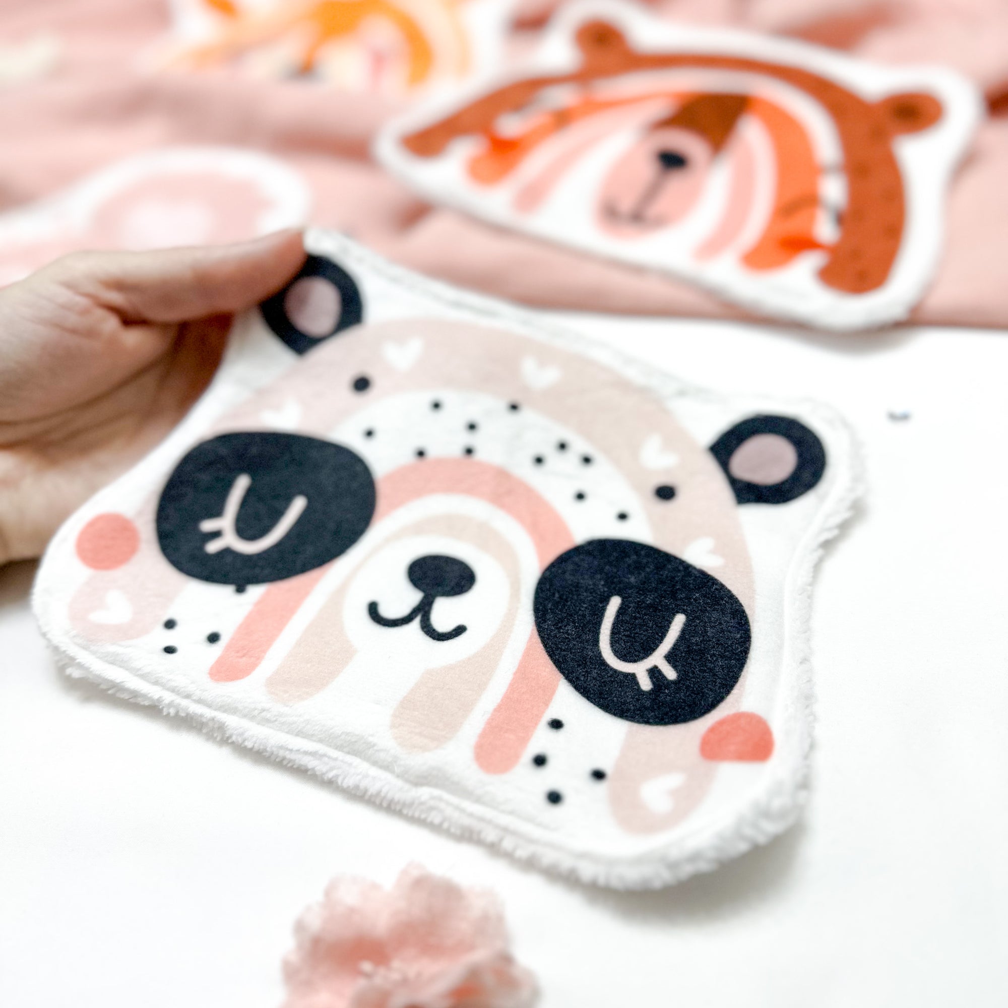 Coton lavable bébé XXL – arc-en-ciel panda – coton réutilisable et ultra doux