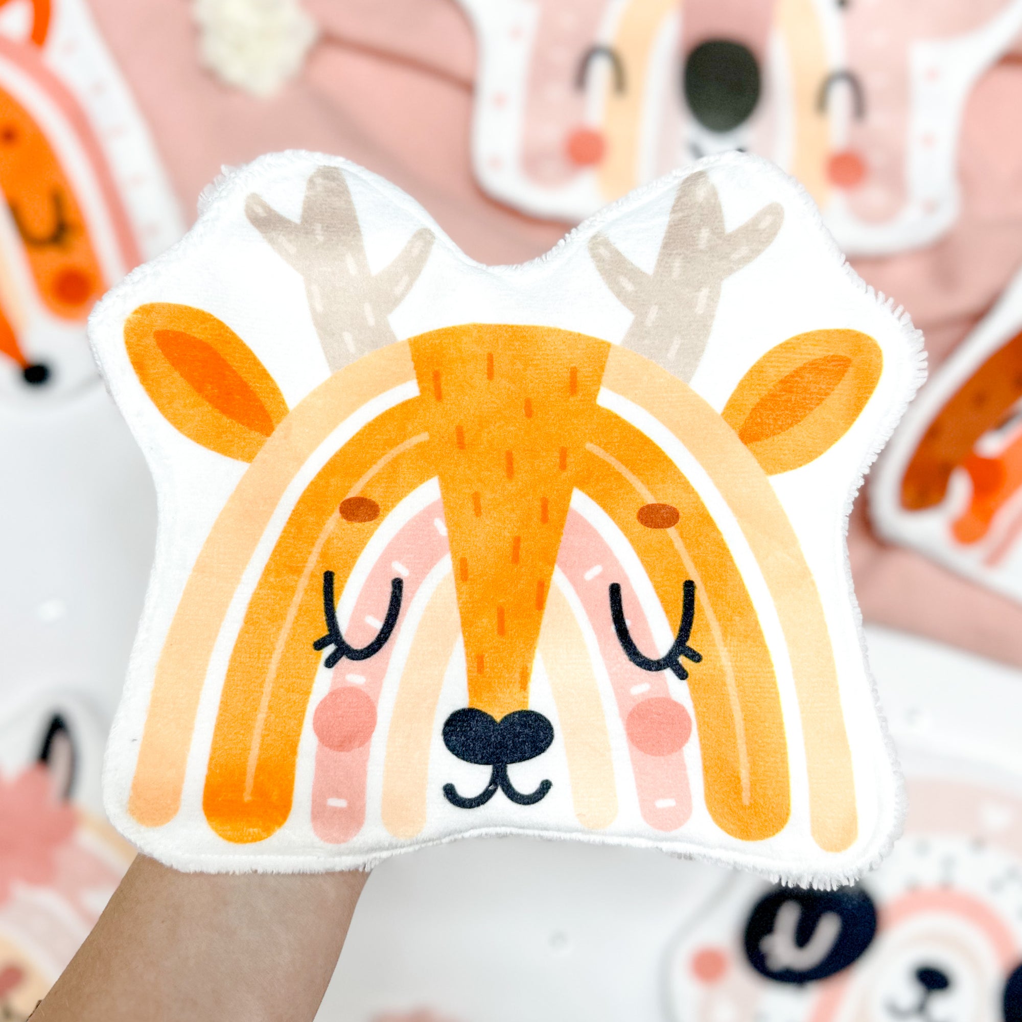 Coton lavable bébé XXL – arc-en-ciel cerf – coton réutilisable et ultra doux