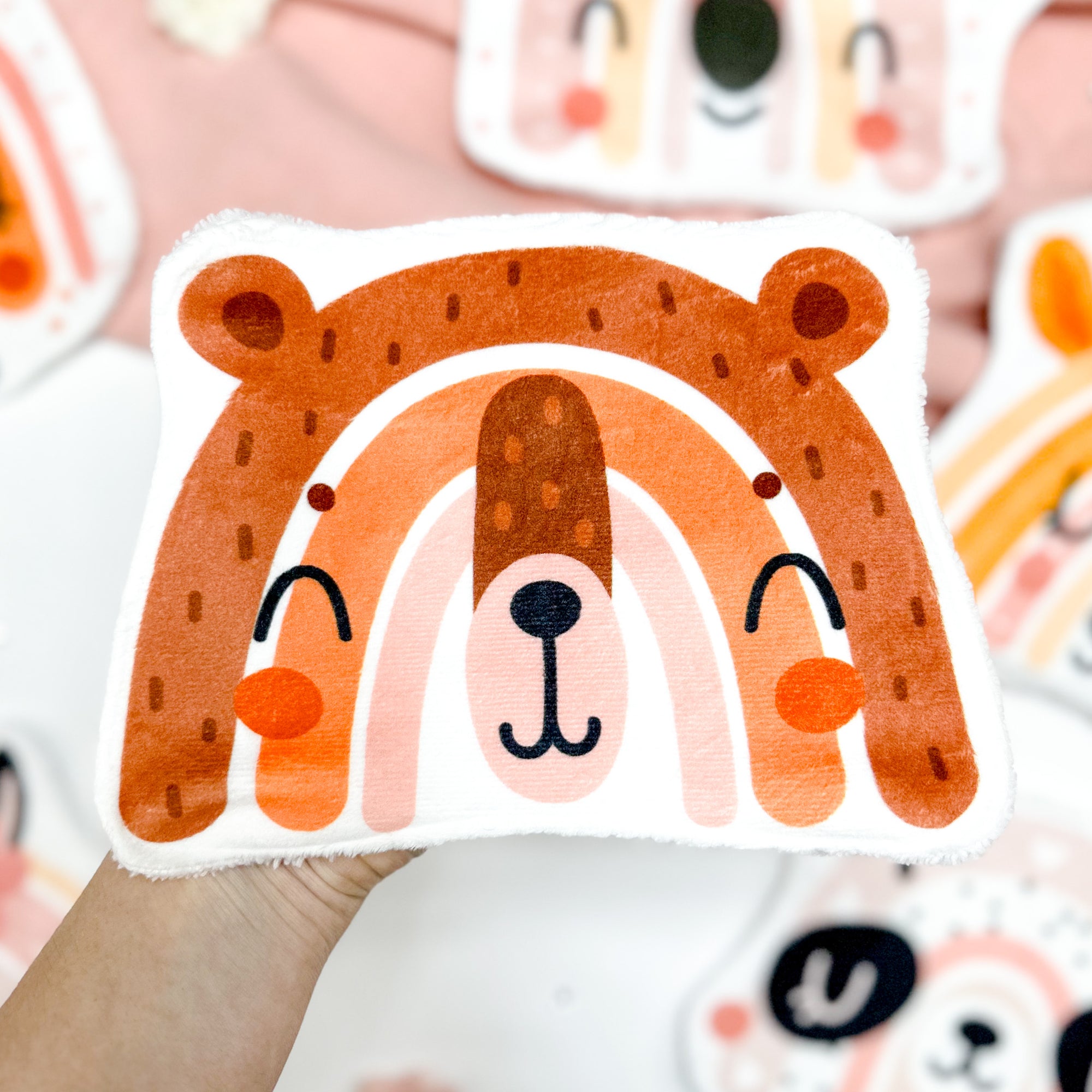 Coton lavable bébé XXL – arc-en-ciel ours – coton réutilisable et ultra doux