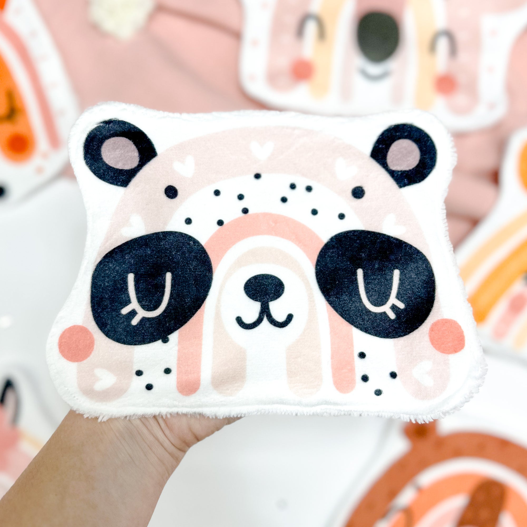 Coton lavable bébé XXL – arc-en-ciel panda – coton réutilisable et ultra doux
