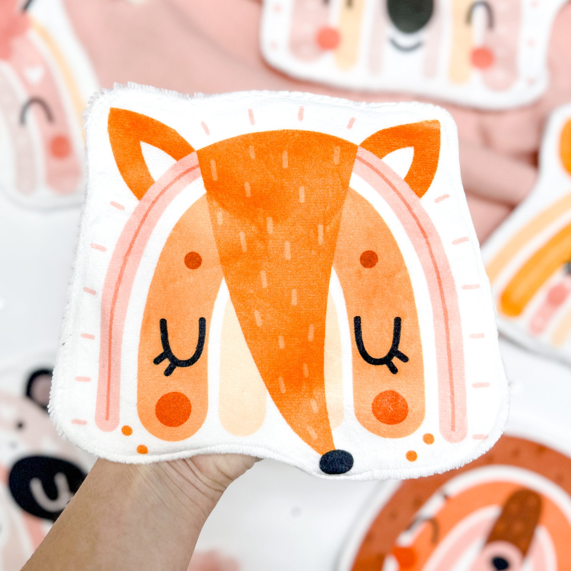 Coton lavable bébé XXL – arc-en-ciel renard – coton réutilisable et ultra doux