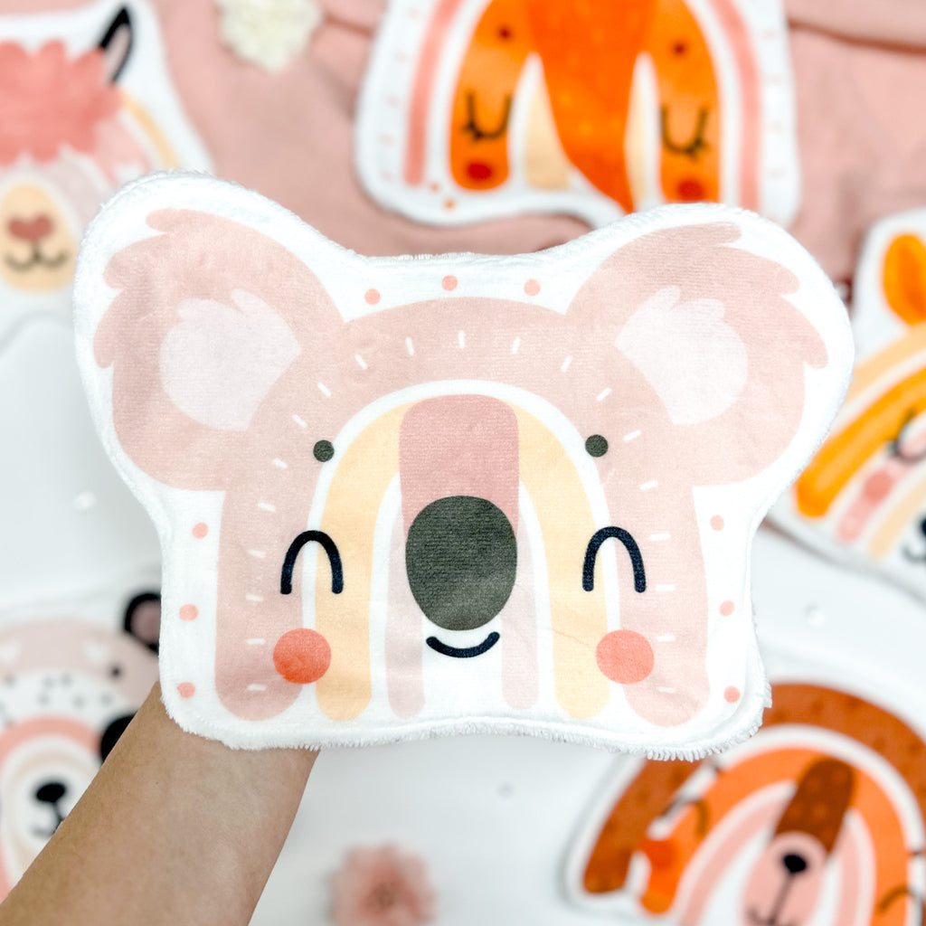 Coton lavable bébé XXL – arc-en-ciel koala – coton réutilisable et ultra doux